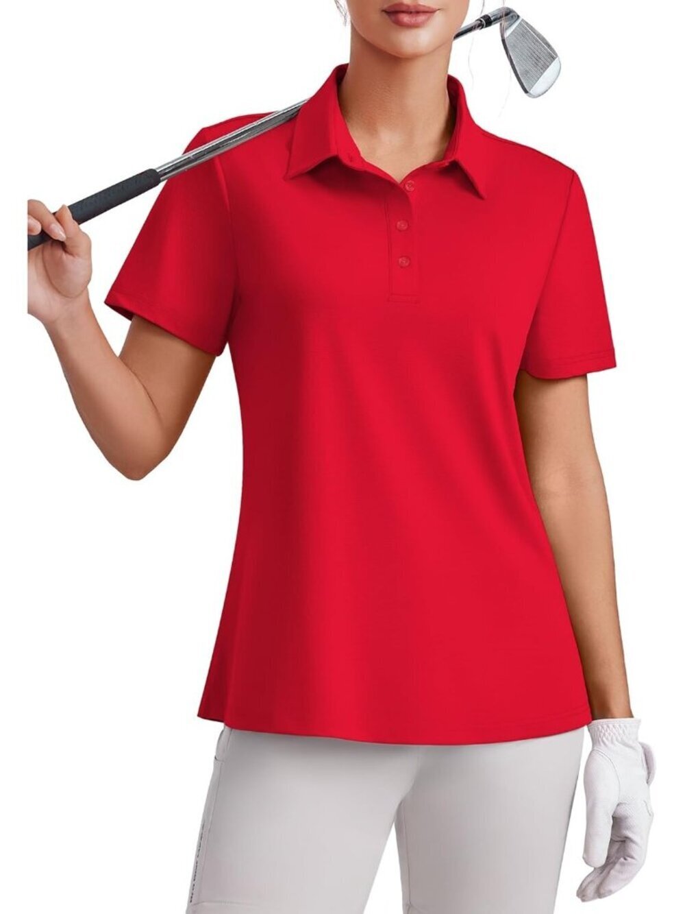 Womens 4 Buttons Golf Polo Shirts UPF 50+ Quick Dry Athletic Tennis Top